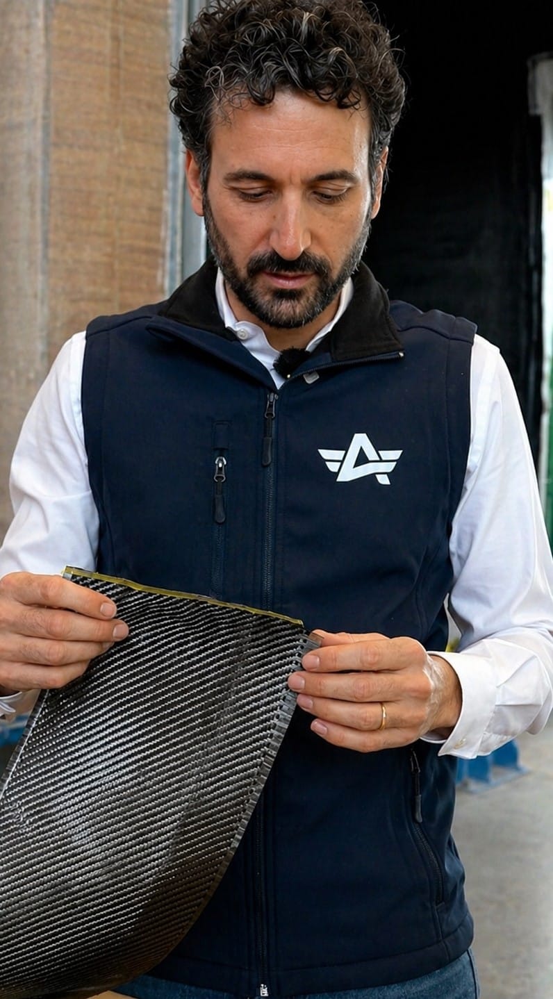 dimostrazione fibra di carbonio per camper monoscocca atlantis